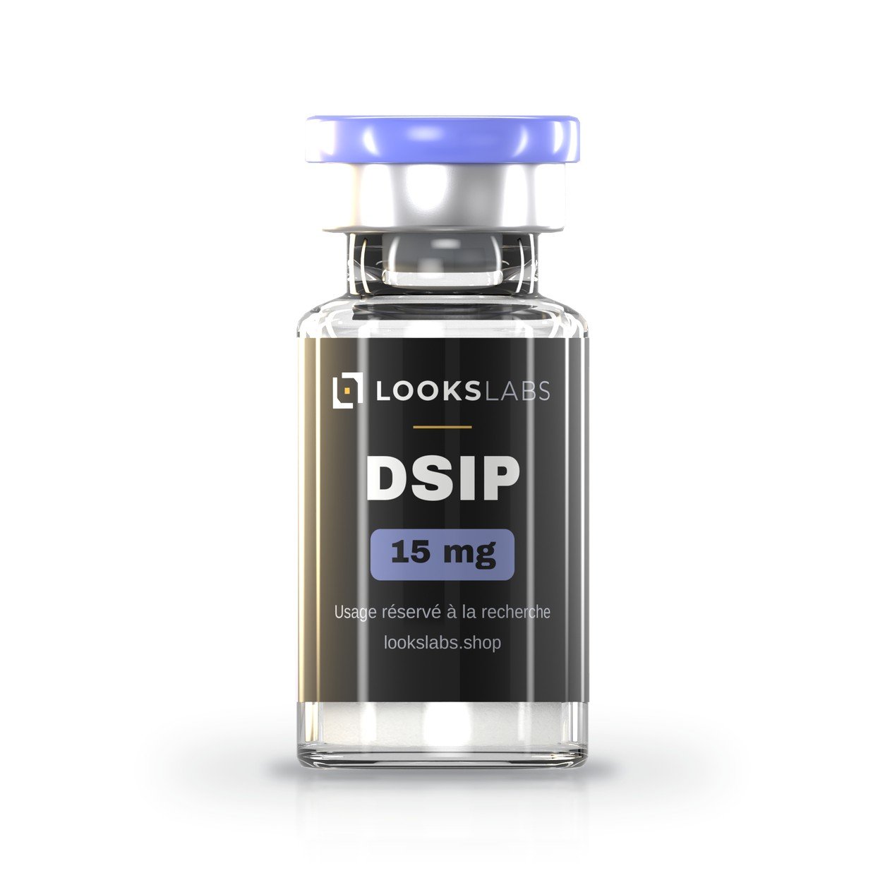 DSIP 15 mg : flacon LooksLabs, visuel 3D